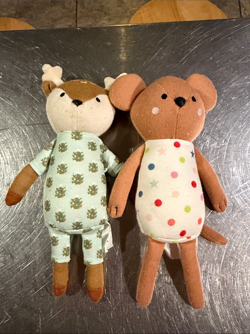 Pillowfort Mint Green Deer & Rust Brown Polka-Dot Mouse Plush Pair